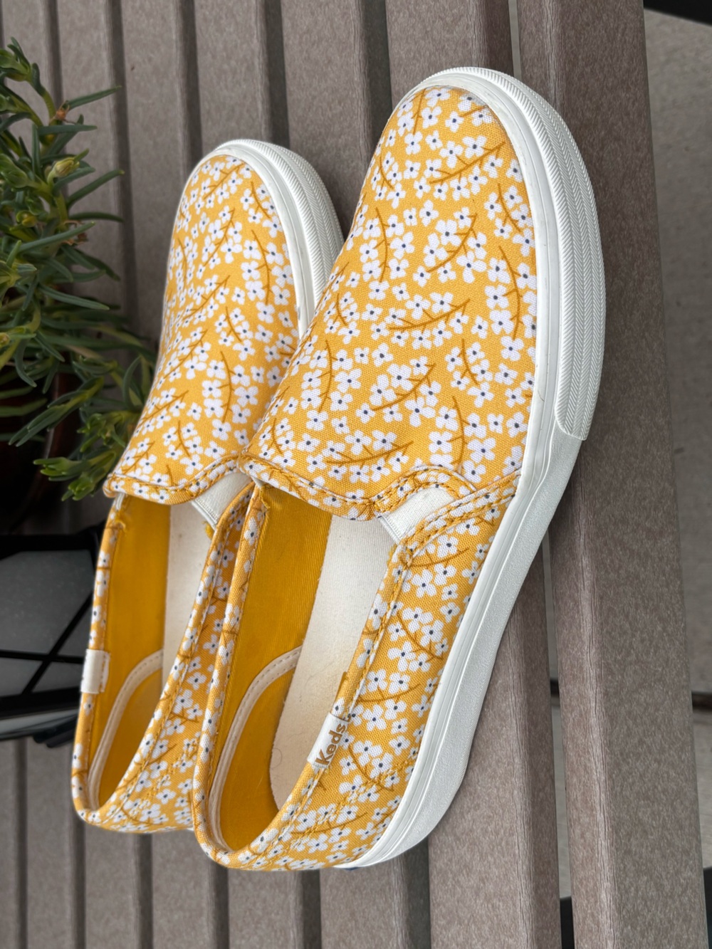 Keds Yellow Floral Slip-On Sneakers - Picture 3 of 6